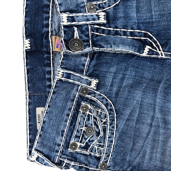 True Religion Jeans Size 29 RICKY Relaxed Straight Blue - Picture 9 of 10
